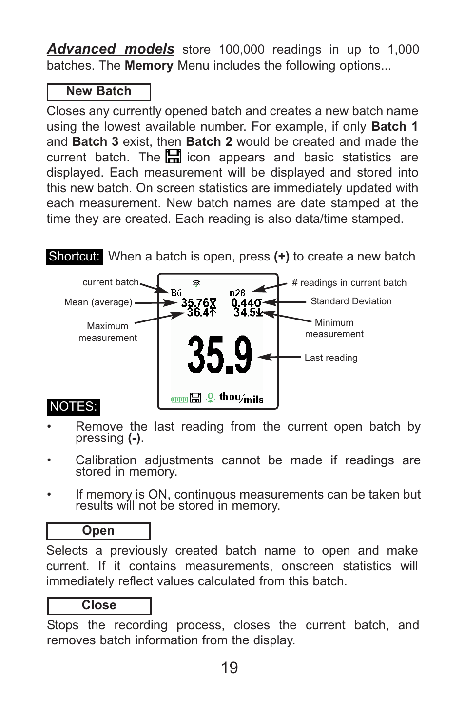 Advanced models | DeFelsko PosiTector 200 v.3.1 Full Manual User Manual | Page 19 / 40