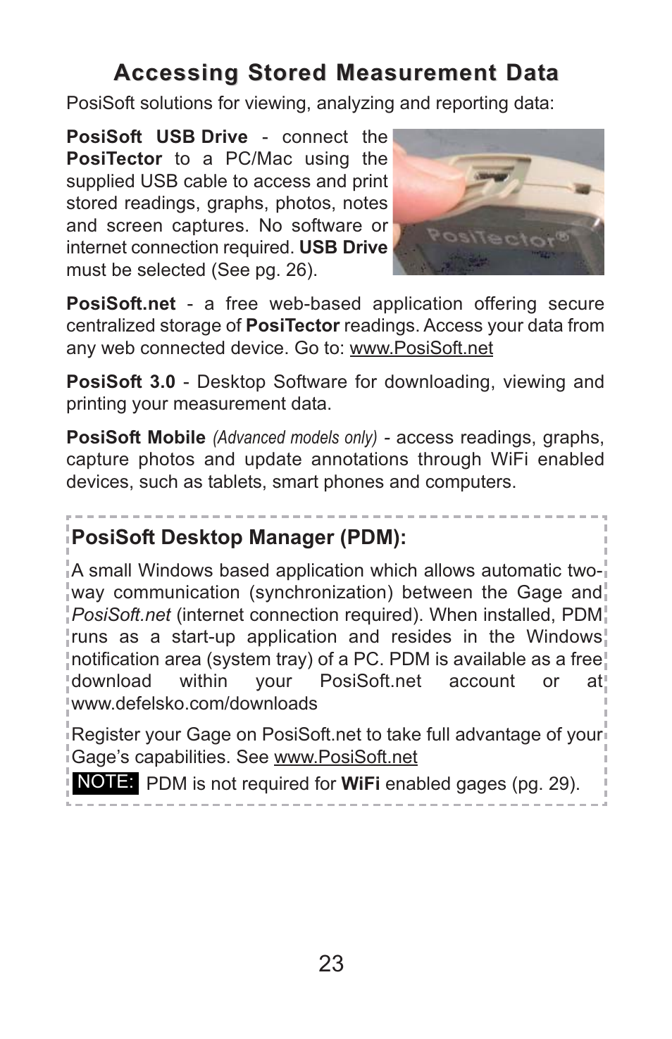 Accessing stored measurement data | DeFelsko PosiTector 200 v.3.1 Full Manual User Manual | Page 23 / 40