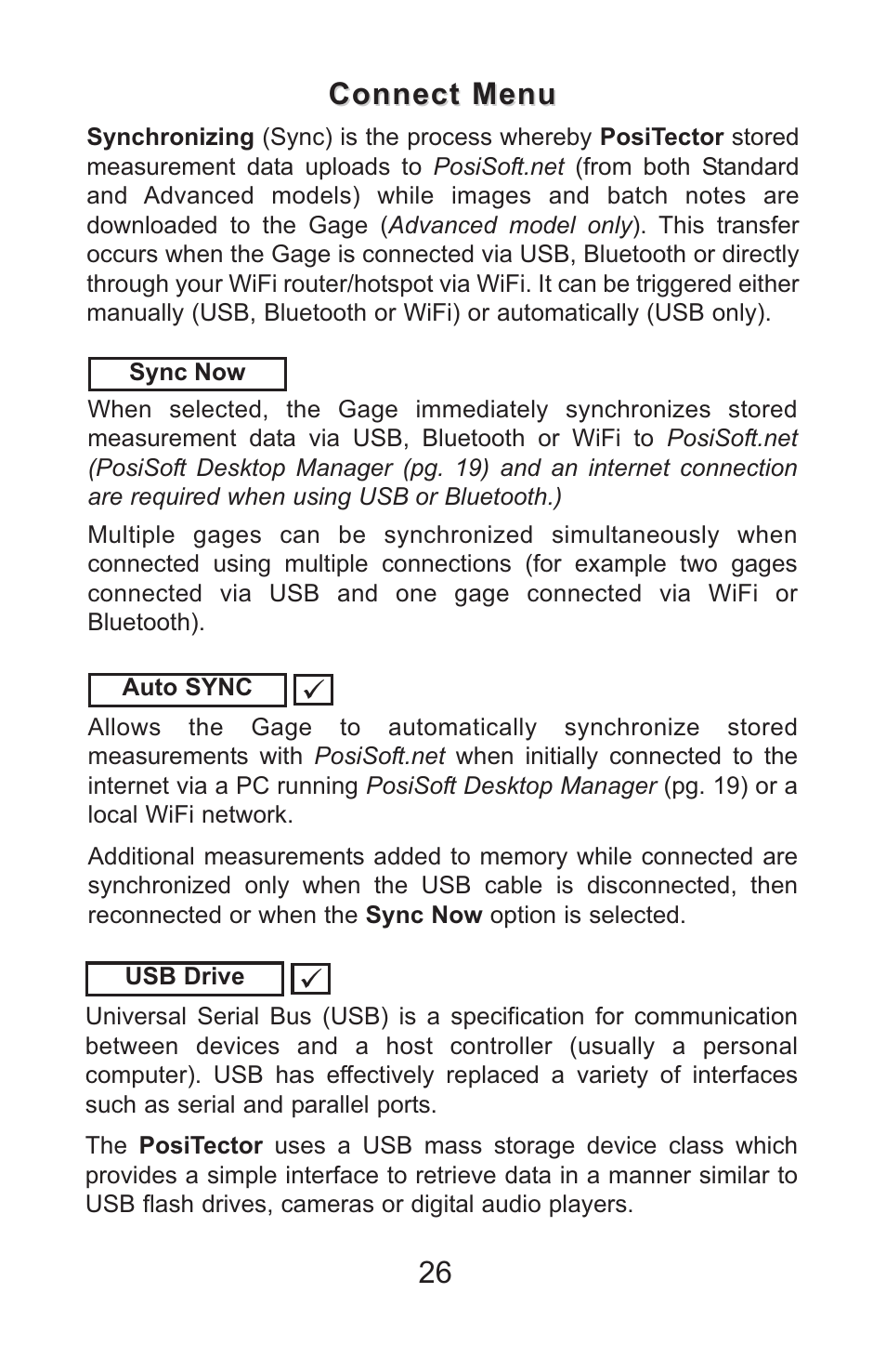 Connect menu | DeFelsko PosiTector 200 v.3.1 Full Manual User Manual | Page 26 / 40