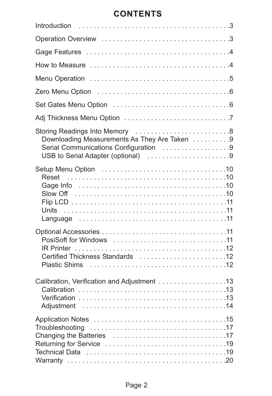 DeFelsko PosiTector 200 v.1.2 User Manual | Page 2 / 20