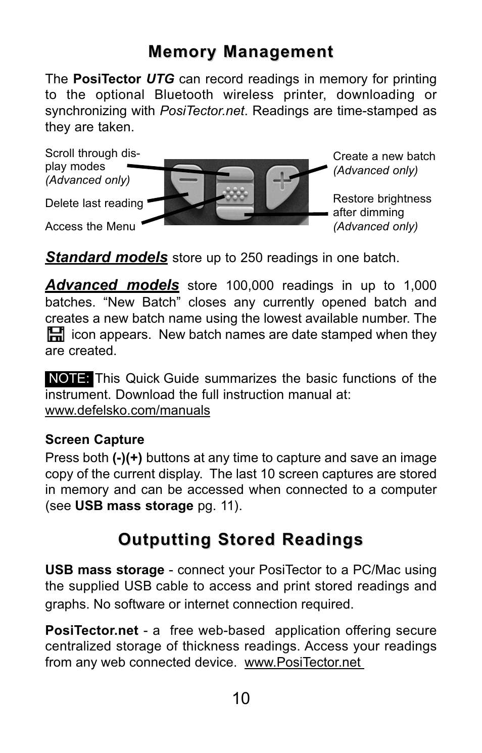 DeFelsko PosiTector UTG v.3.0 Quick Guide User Manual | Page 11 / 53