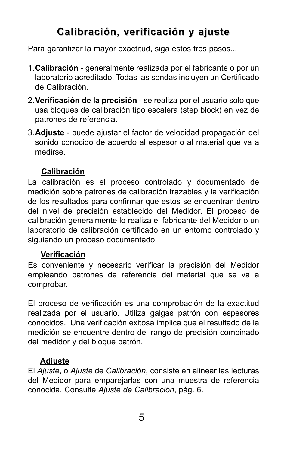 Calibración, verificación y ajuste | DeFelsko PosiTector UTG v.3.0 Quick Guide User Manual | Page 19 / 53