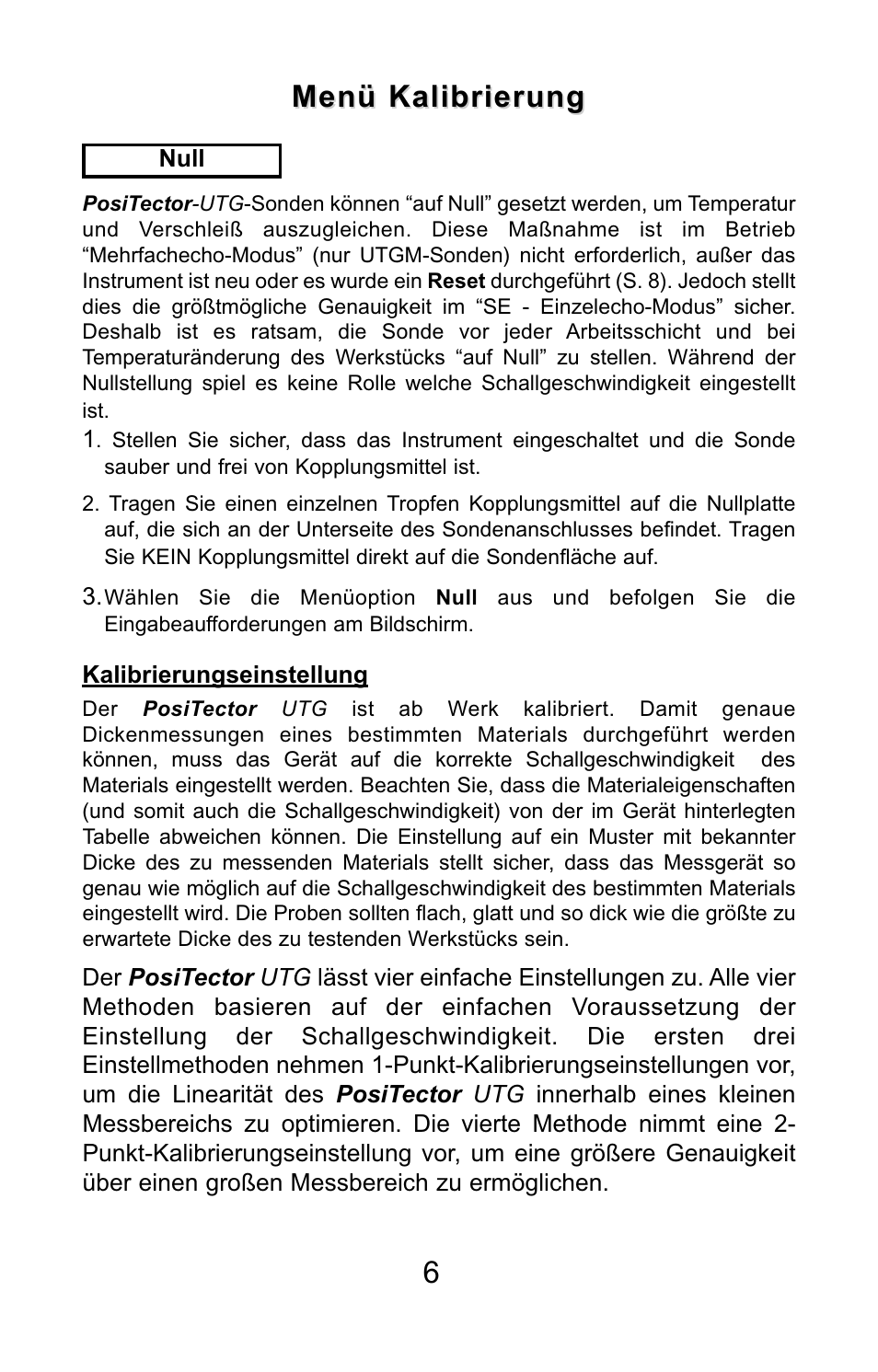 6menü kalibrierung menü kalibrierung | DeFelsko PosiTector UTG v.3.0 Quick Guide User Manual | Page 33 / 53