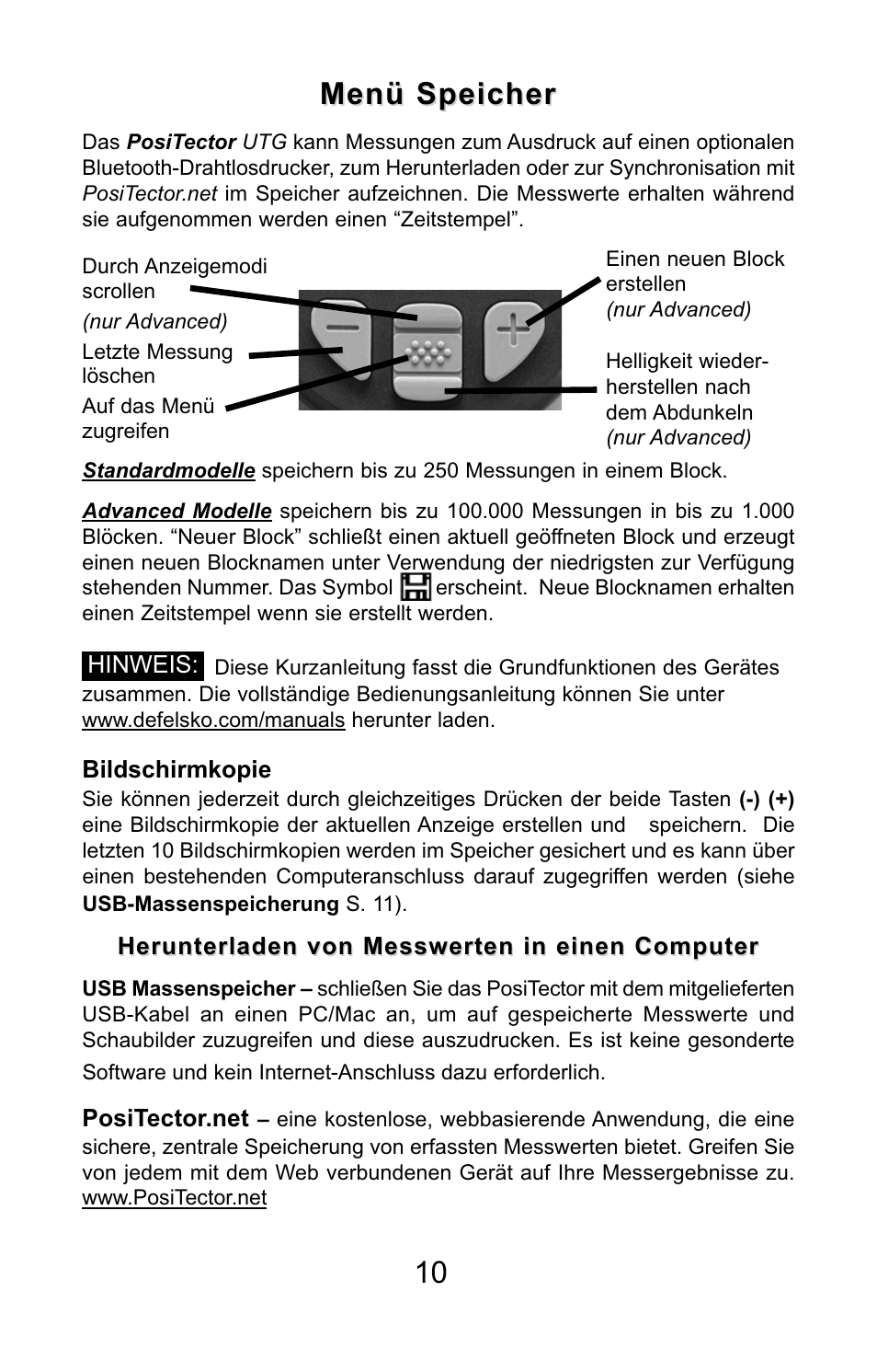 Menü speicher | DeFelsko PosiTector UTG v.3.0 Quick Guide User Manual | Page 37 / 53