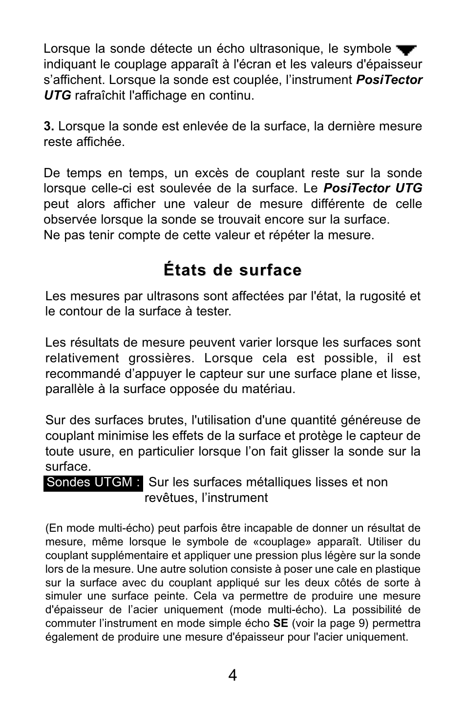 4états de surface états de surface | DeFelsko PosiTector UTG v.3.0 Quick Guide User Manual | Page 44 / 53