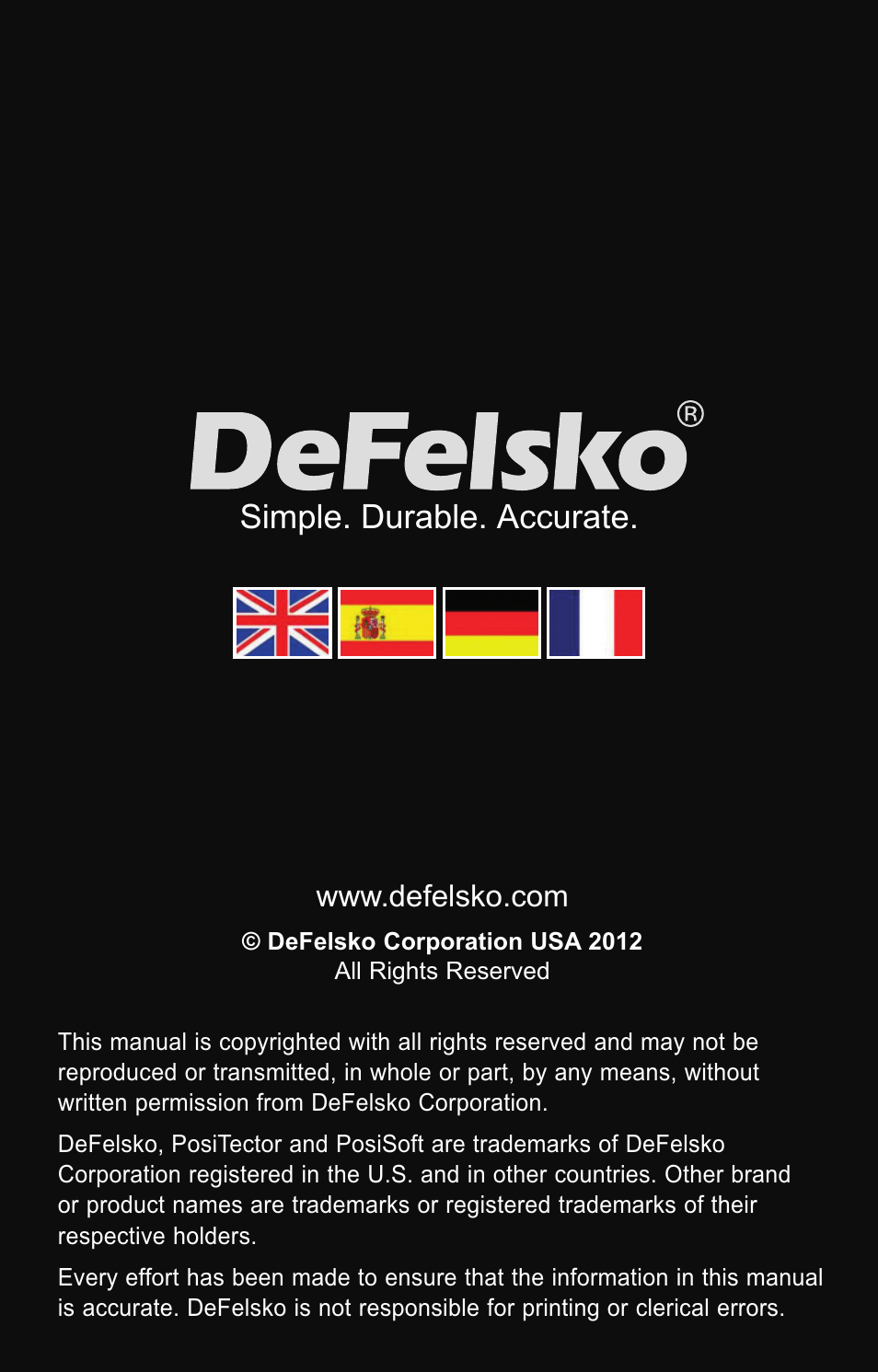 Simple. durable. accurate | DeFelsko PosiTector UTG v.3.0 Quick Guide User Manual | Page 53 / 53