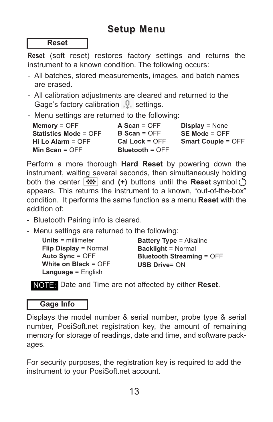 Setup menu | DeFelsko PosiTector UTG v.3.1 Full Manual User Manual | Page 16 / 48