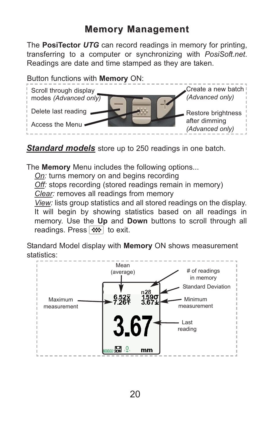 Standard models | DeFelsko PosiTector UTG v.3.1 Full Manual User Manual | Page 23 / 48