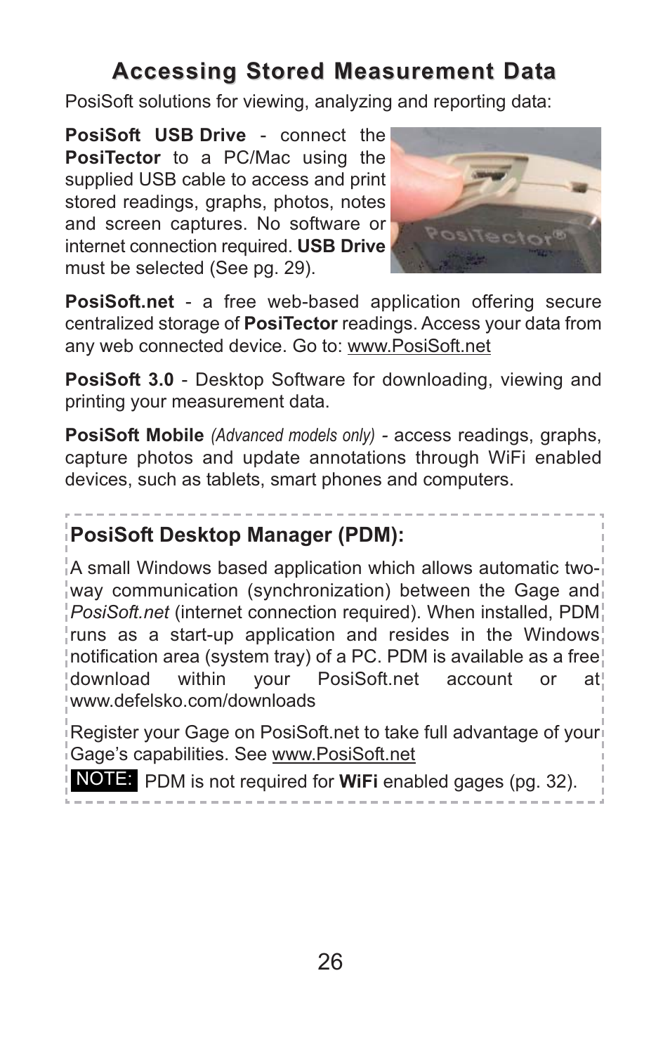 Accessing stored measurement data | DeFelsko PosiTector UTG v.3.1 Full Manual User Manual | Page 29 / 48