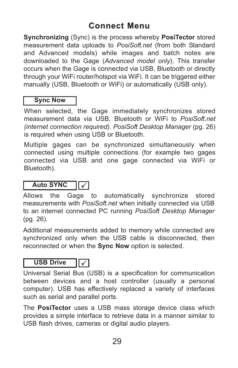 Connect menu | DeFelsko PosiTector UTG v.3.1 Full Manual User Manual | Page 32 / 48