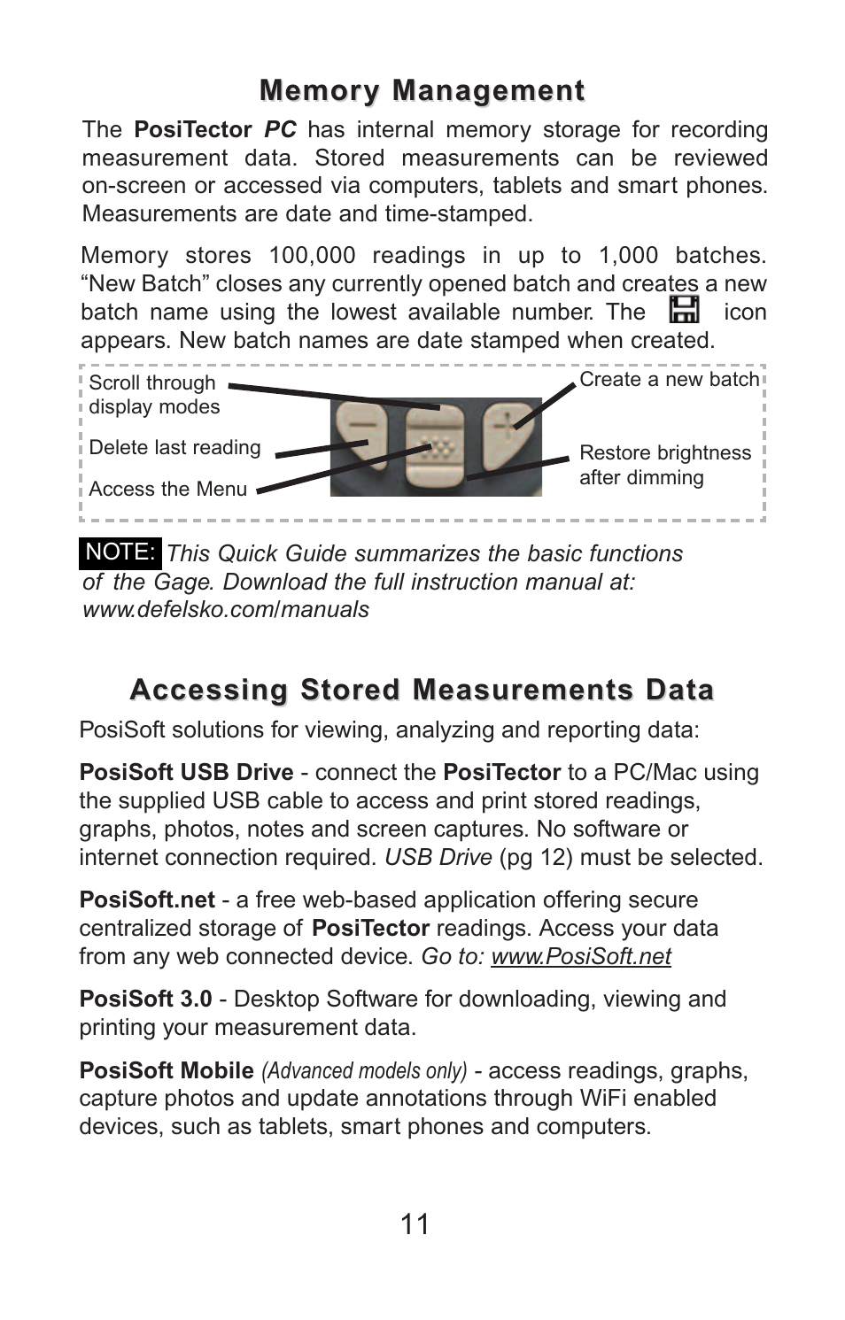 Accessing stored measurements data | DeFelsko PosiTector PC v.2.0 User Manual | Page 12 / 66