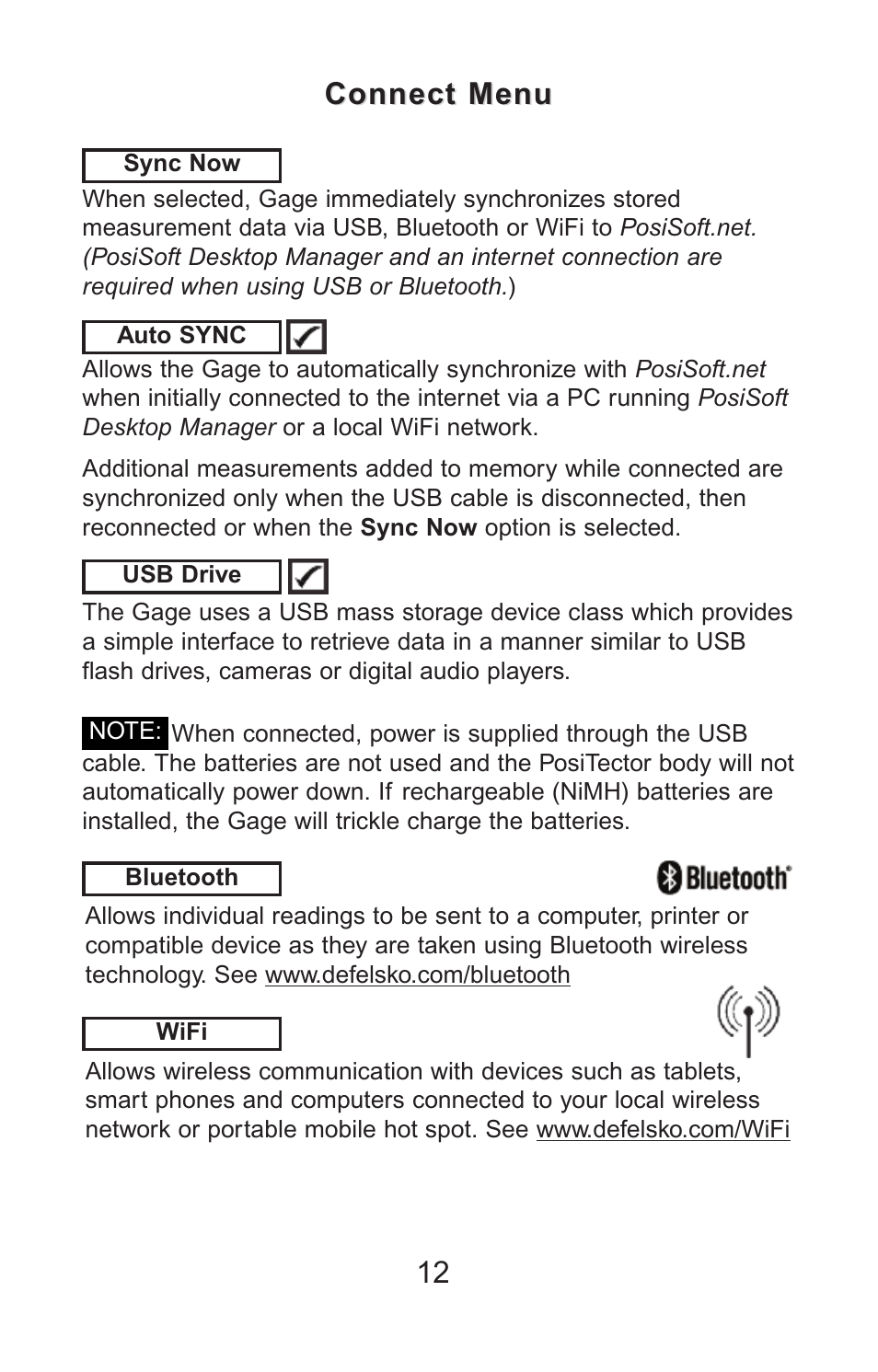 12 connect menu connect menu | DeFelsko PosiTector PC v.2.0 User Manual | Page 13 / 66