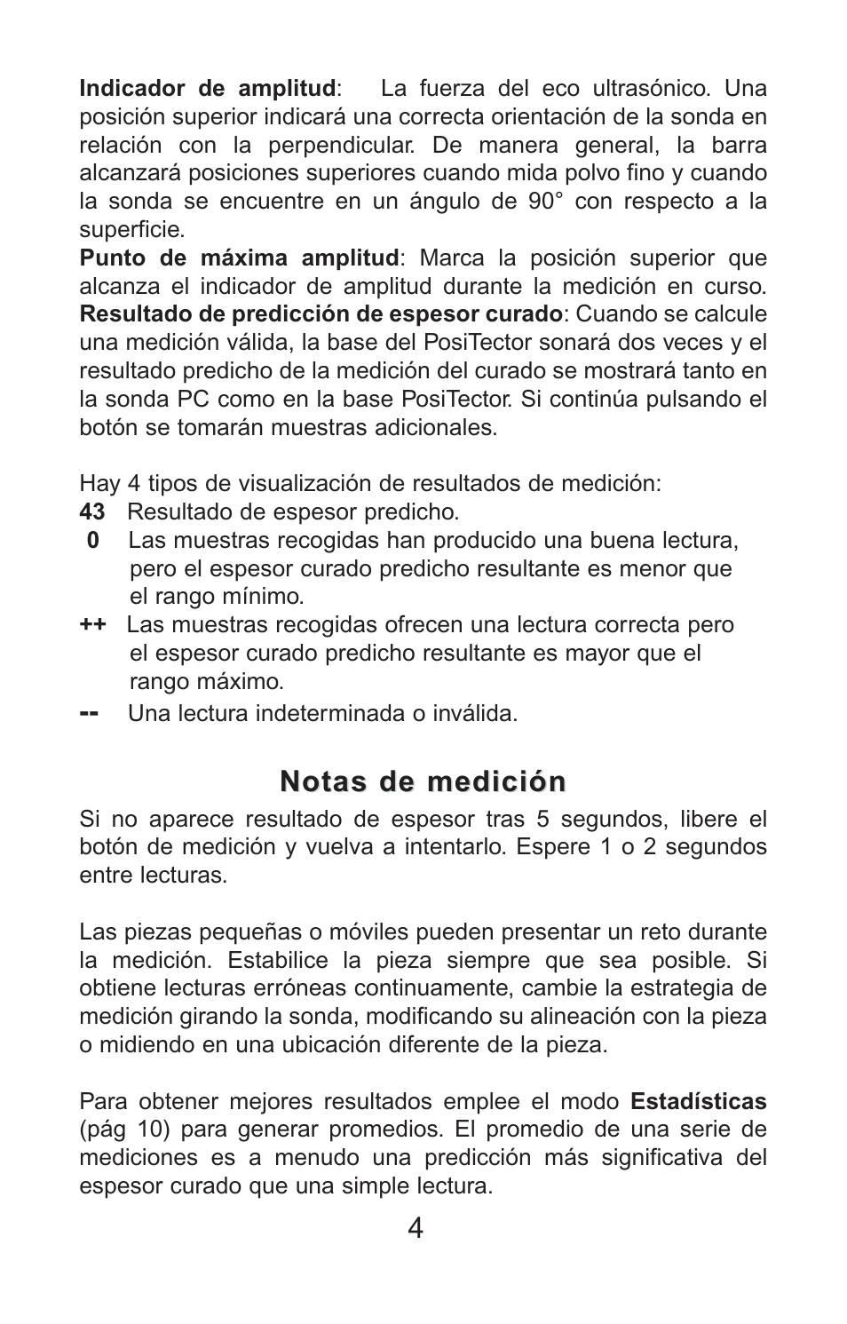 Notas de medición | DeFelsko PosiTector PC v.2.0 User Manual | Page 22 / 66