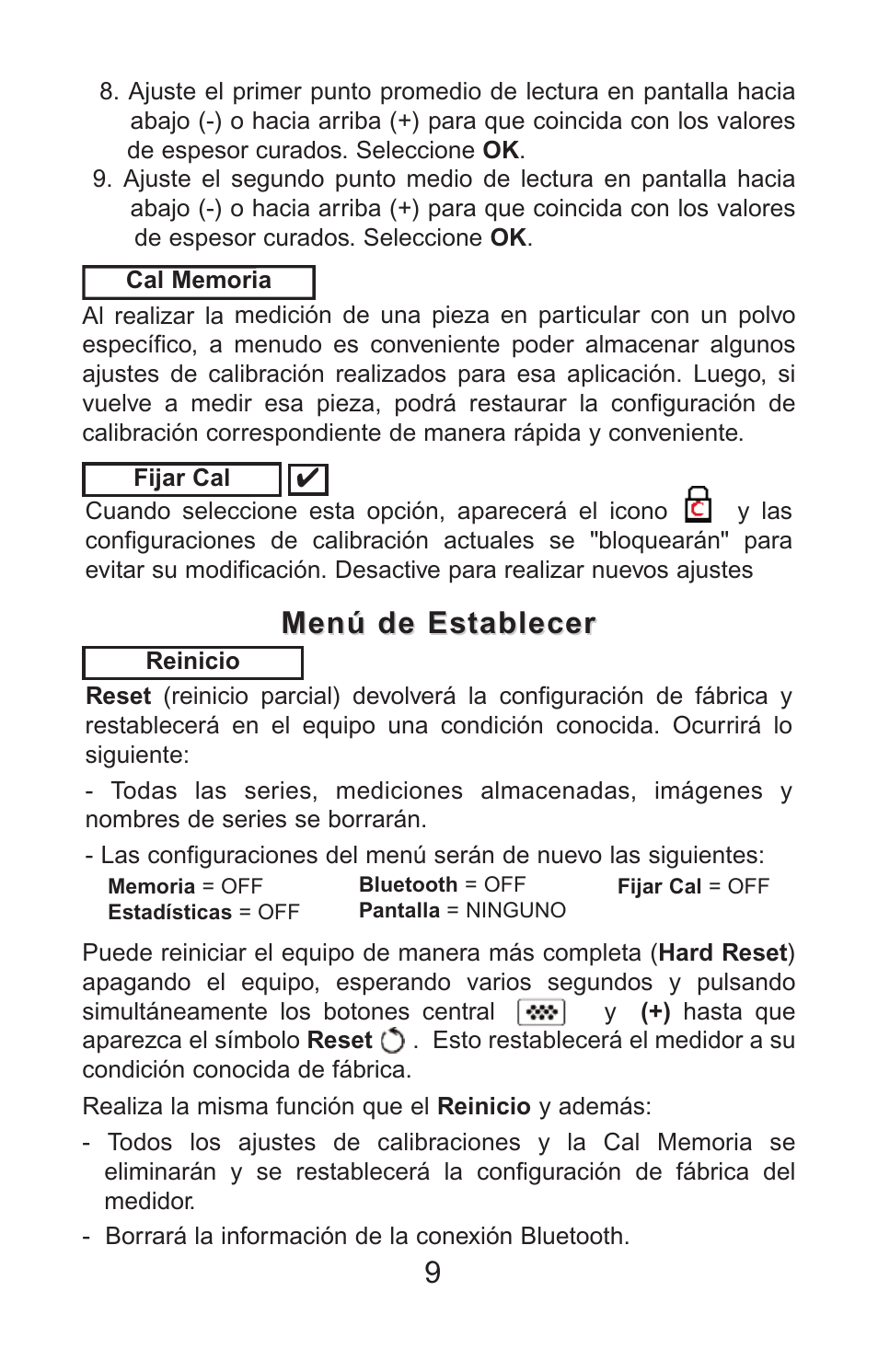 Menú de establecer | DeFelsko PosiTector PC v.2.0 User Manual | Page 27 / 66