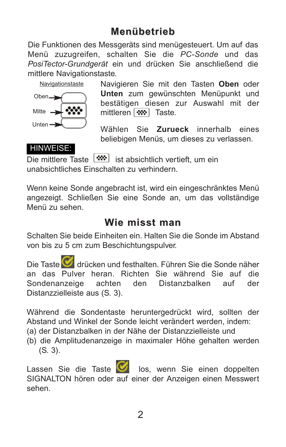 Menübetrieb, Wie misst man | DeFelsko PosiTector PC v.2.0 User Manual | Page 36 / 66