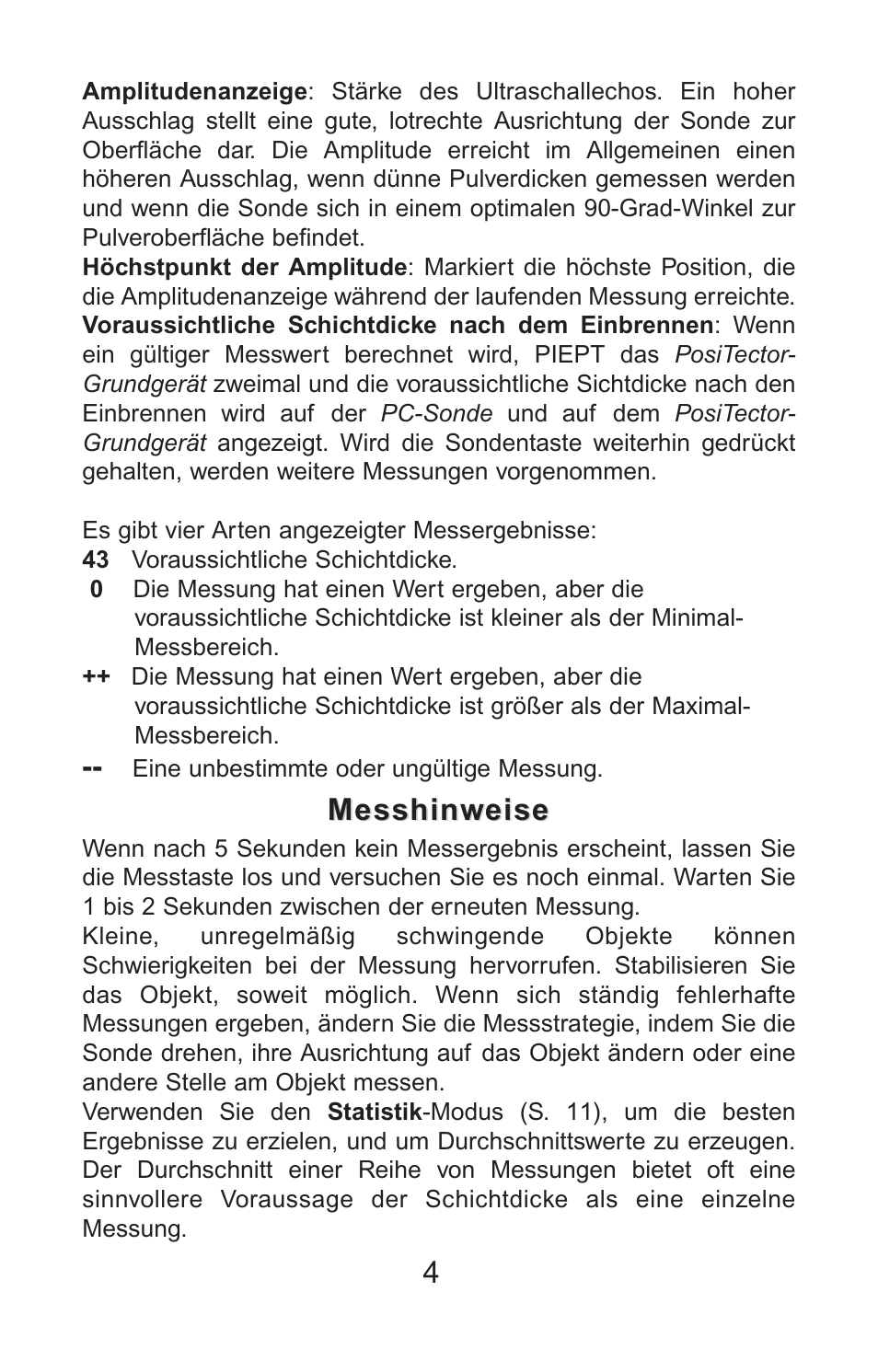 Messhinweise | DeFelsko PosiTector PC v.2.0 User Manual | Page 38 / 66