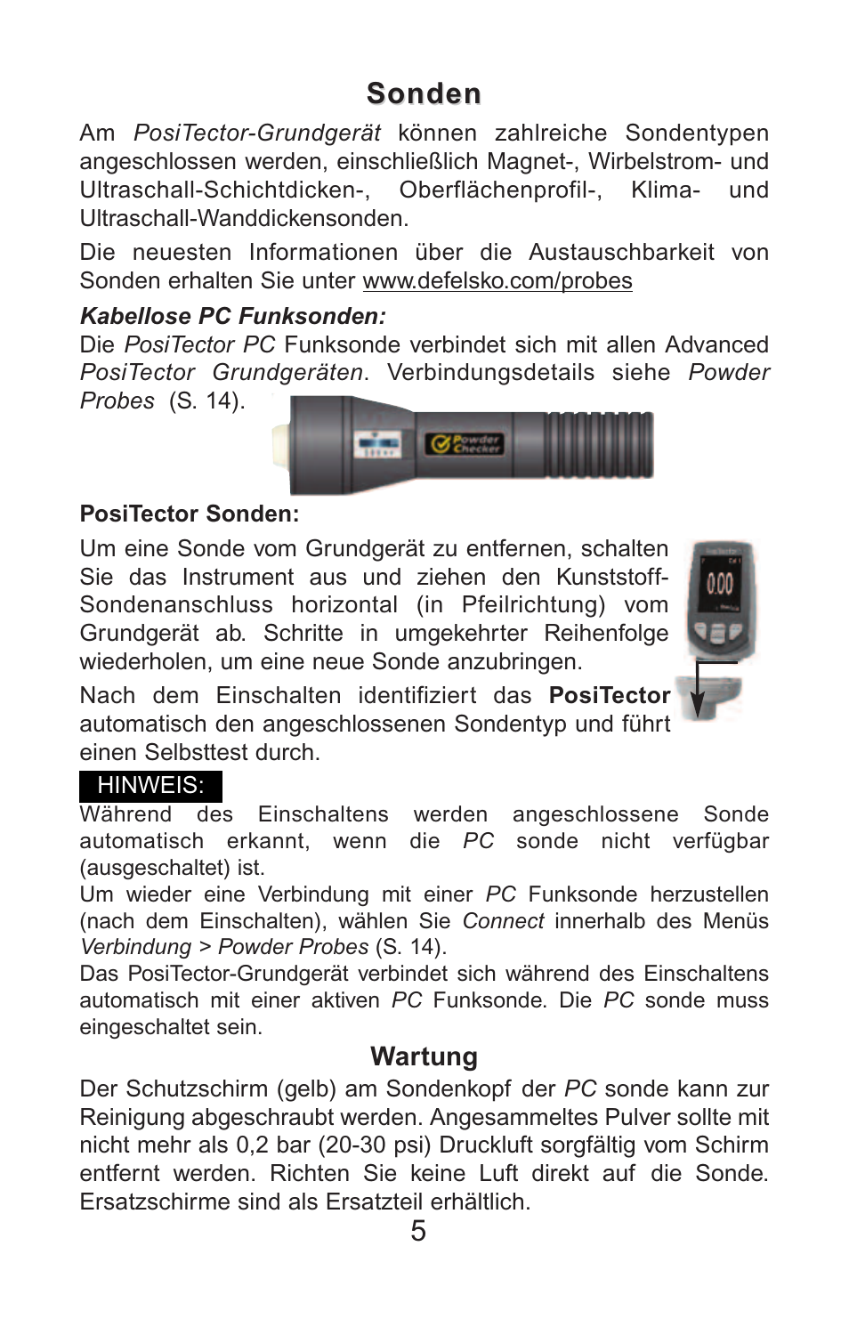Sonden | DeFelsko PosiTector PC v.2.0 User Manual | Page 39 / 66