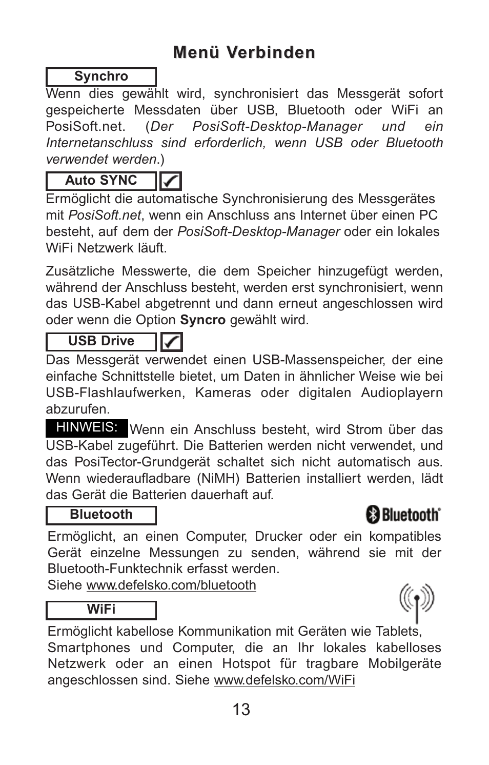 13 menü verbinden menü verbinden | DeFelsko PosiTector PC v.2.0 User Manual | Page 47 / 66