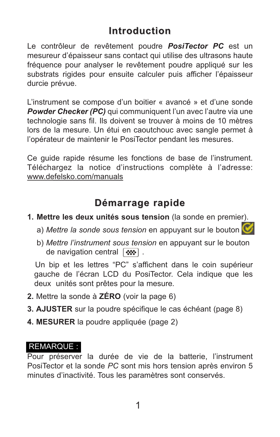 1introduction introduction, Démarrage rapide | DeFelsko PosiTector PC v.2.0 User Manual | Page 51 / 66