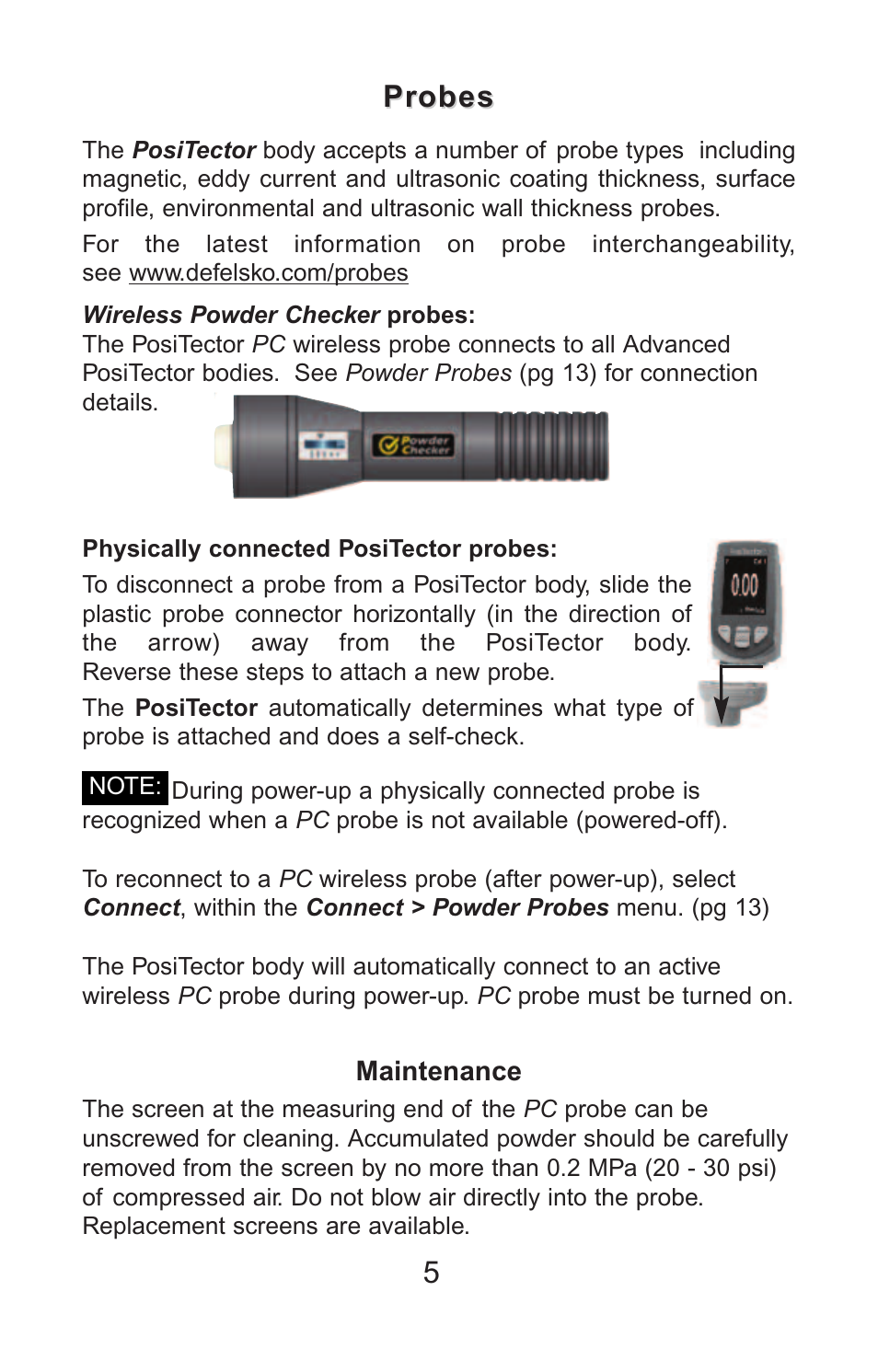 Probes | DeFelsko PosiTector PC v.2.0 User Manual | Page 6 / 66