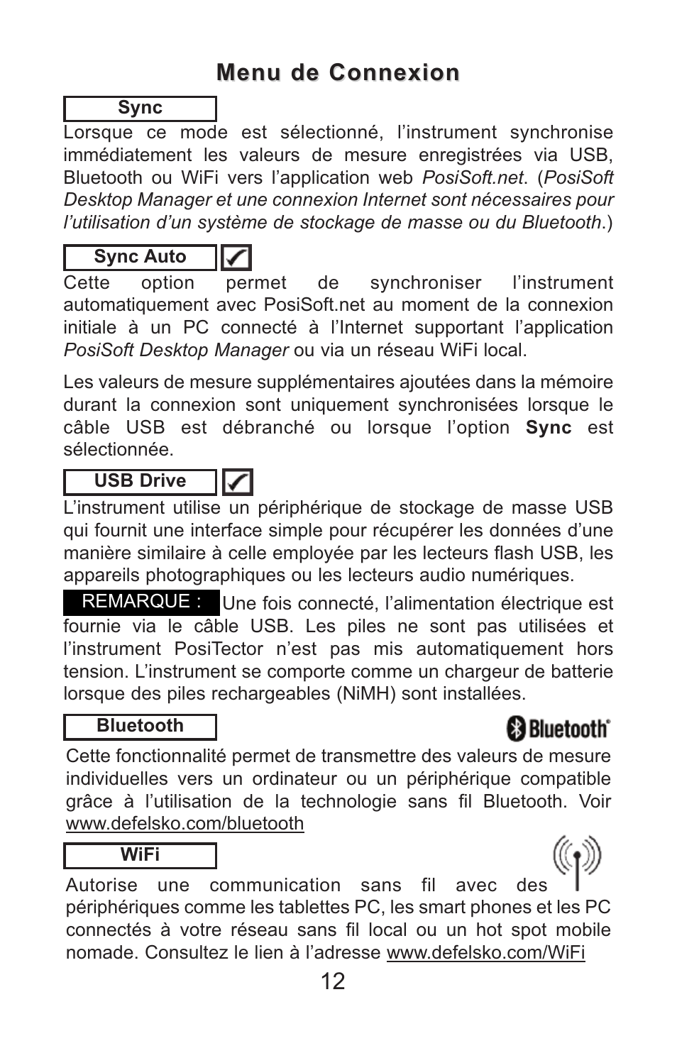 12 menu de connexion menu de connexion | DeFelsko PosiTector PC v.2.0 User Manual | Page 62 / 66