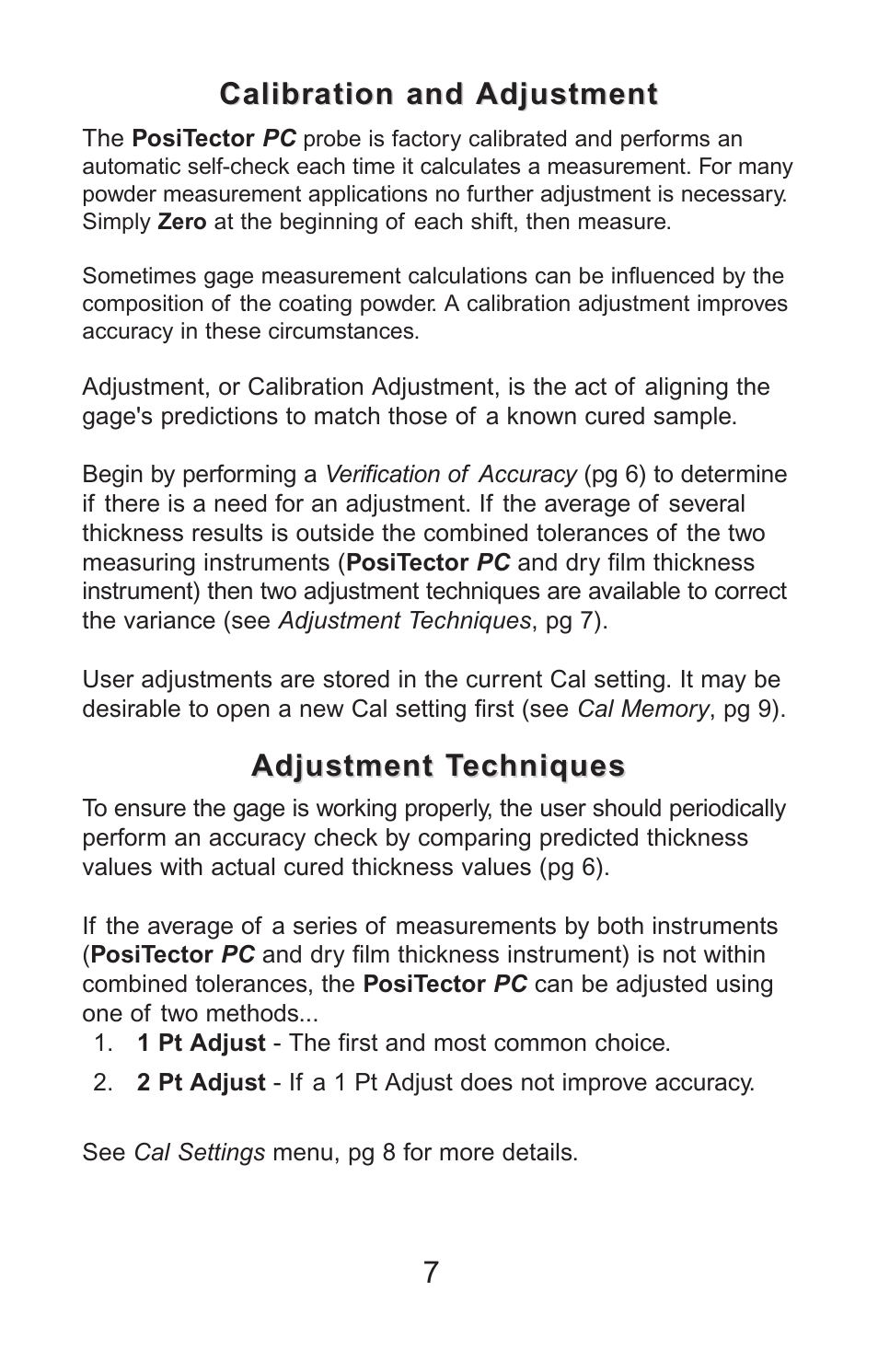 Adjustment techniques | DeFelsko PosiTector PC v.2.0 User Manual | Page 8 / 66