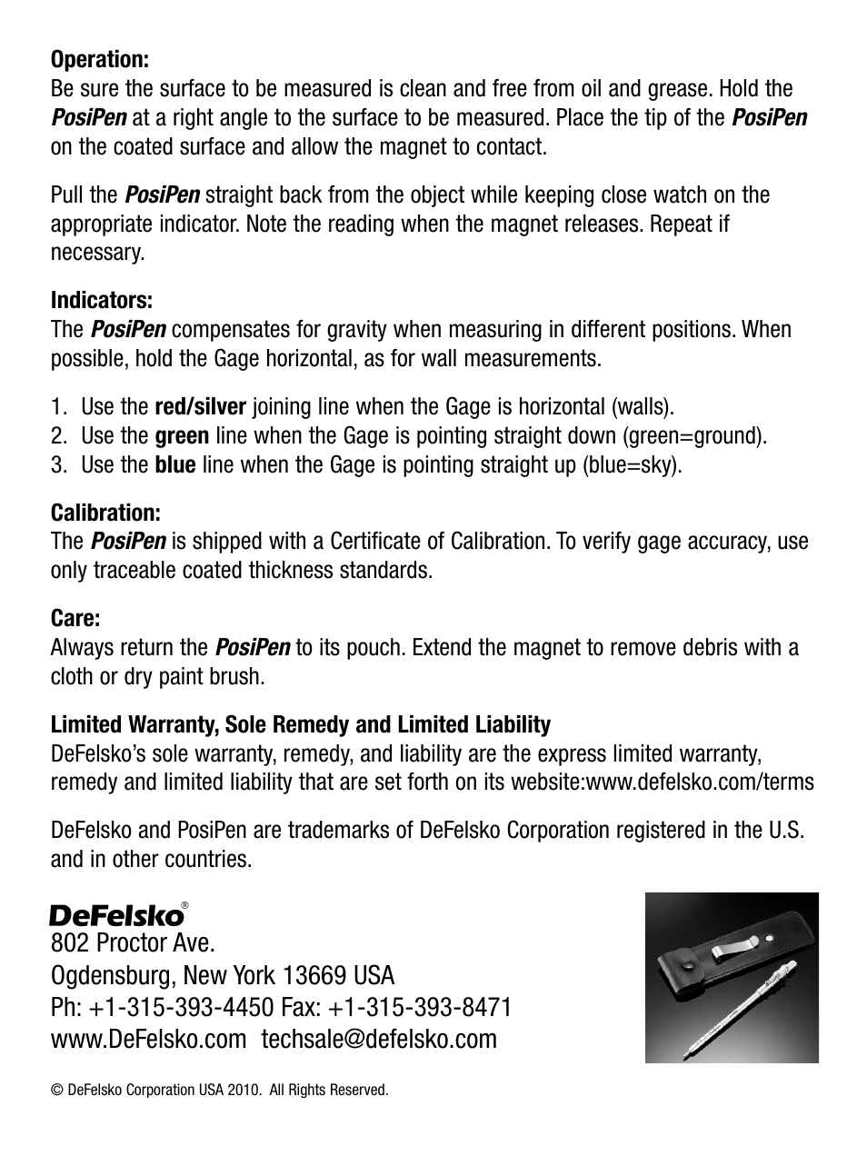 DeFelsko PosiPen v.2.1 User Manual | Page 2 / 2