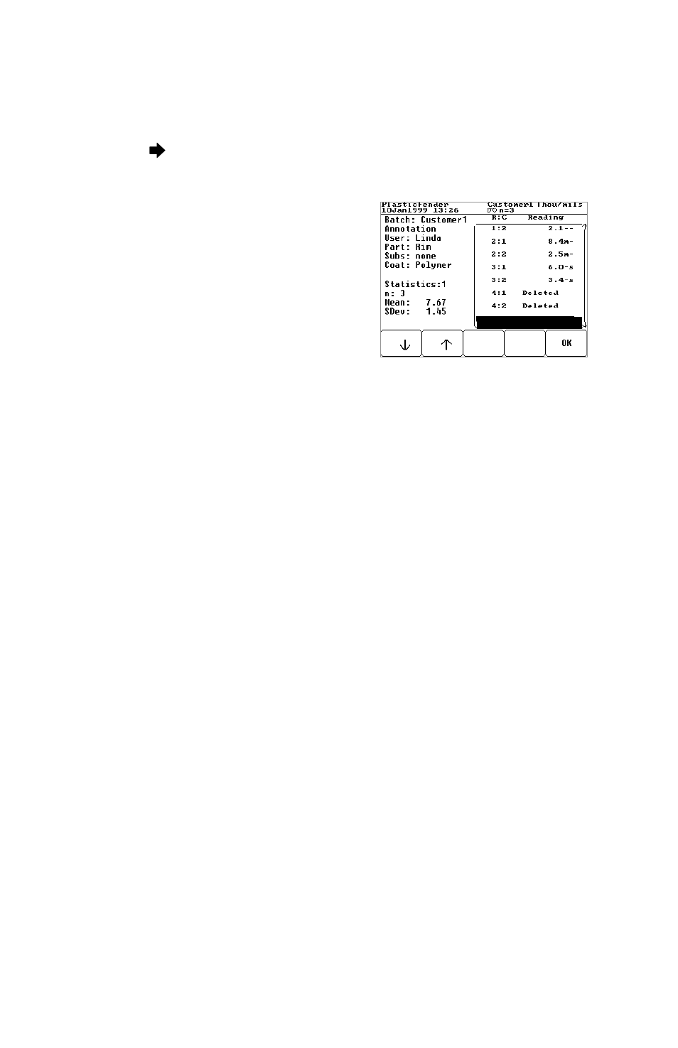 Viewing and editing batches | DeFelsko PosiTector 100 v.4.0 User Manual | Page 22 / 48