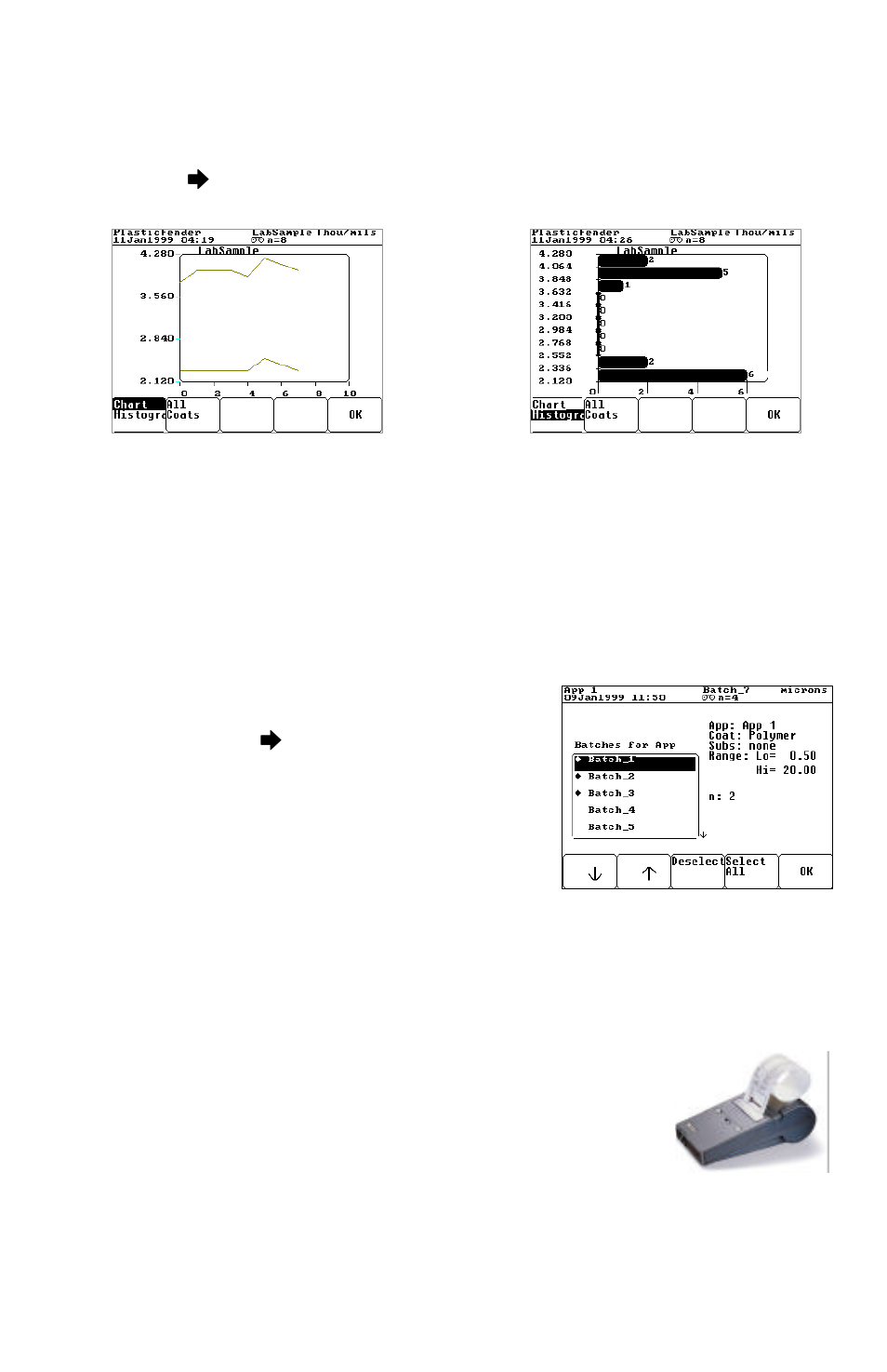 Charting batches, Printing | DeFelsko PosiTector 100 v.4.0 User Manual | Page 23 / 48