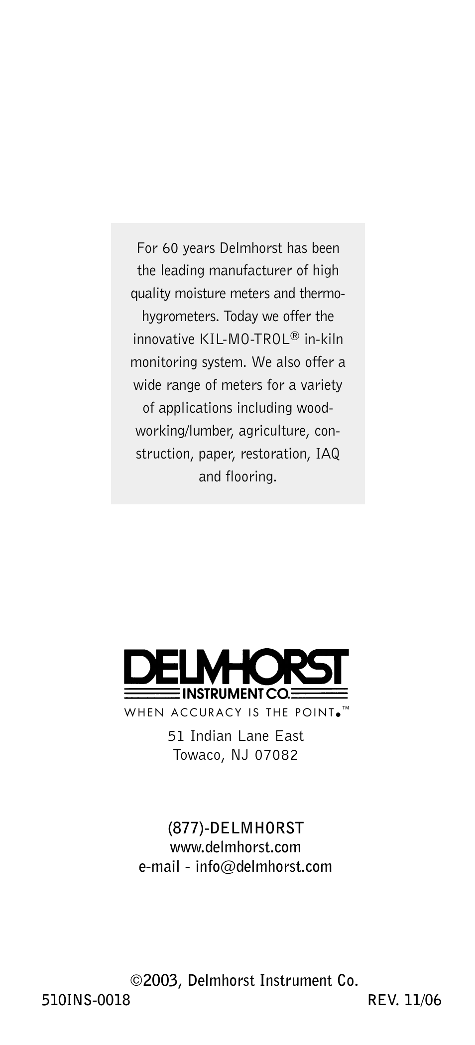 Delmhorst Instrument Accuscan User Manual | Page 14 / 14