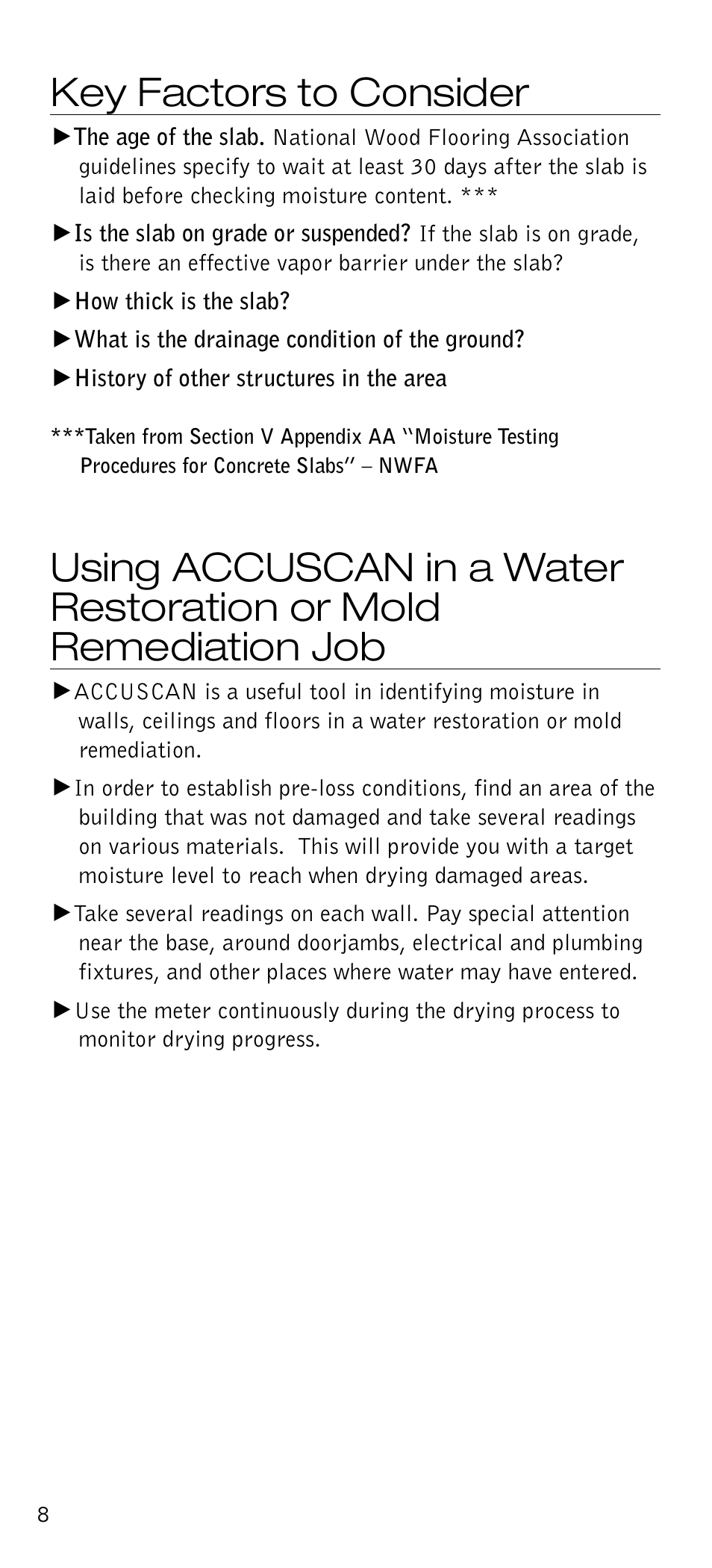 Key factors to consider | Delmhorst Instrument Accuscan User Manual | Page 9 / 14