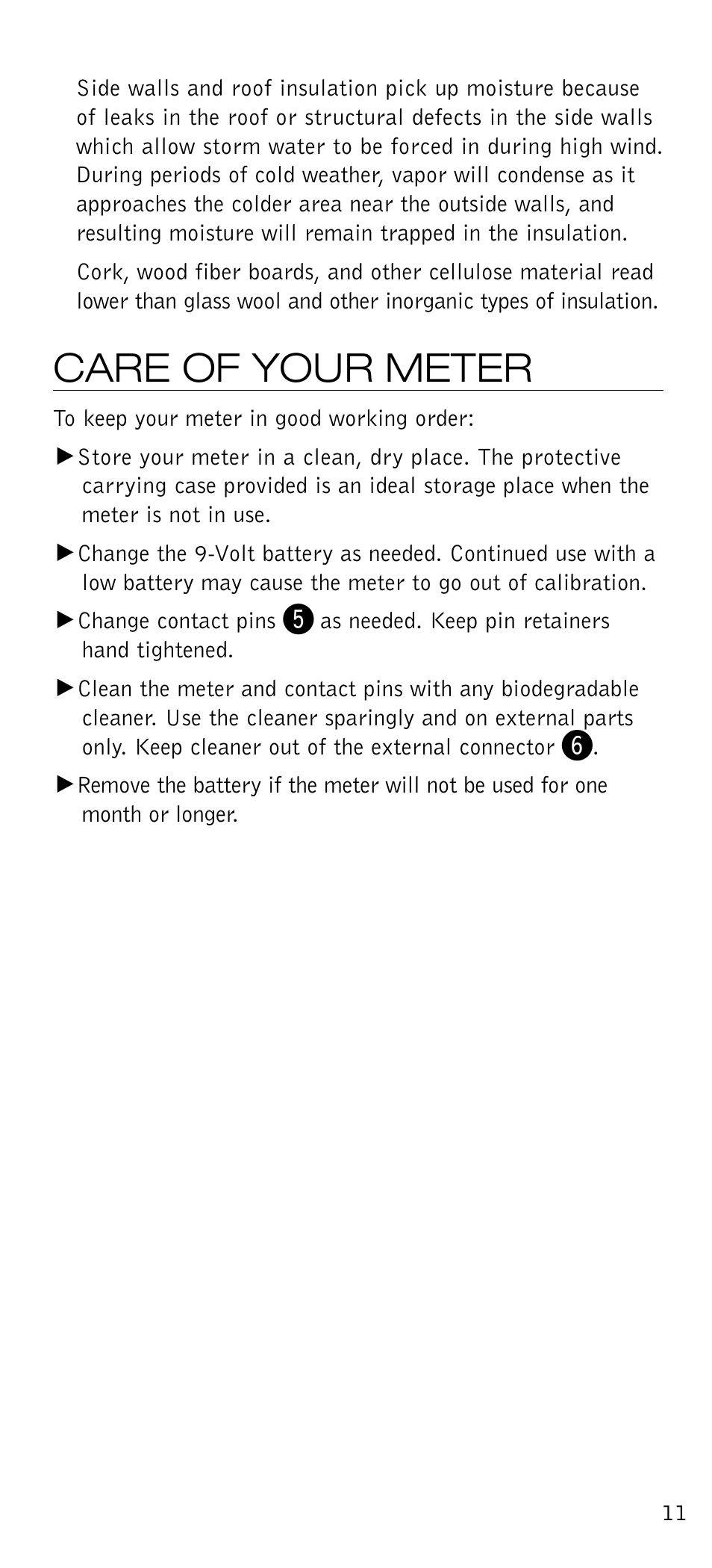 Care of your meter | Delmhorst Instrument BD-10 User Manual | Page 12 / 16