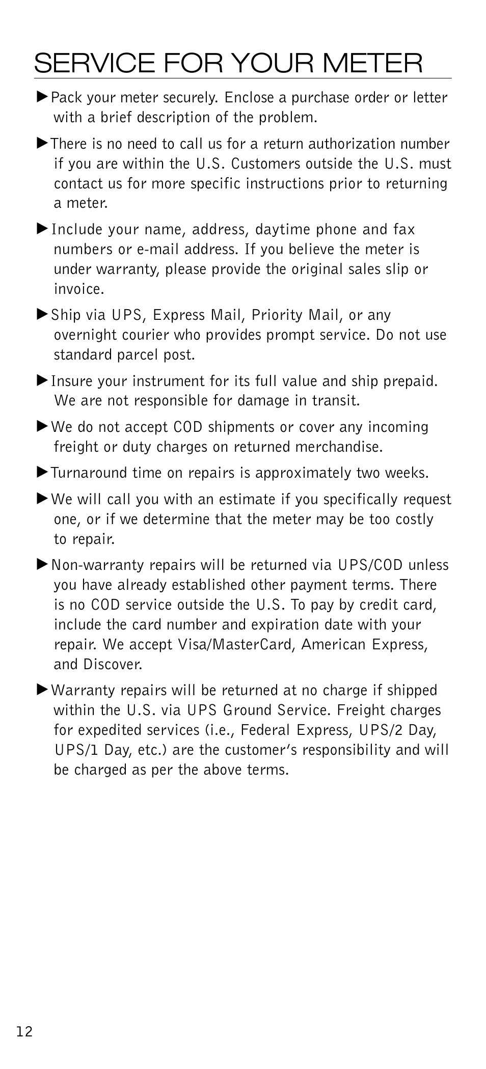 Service for your meter | Delmhorst Instrument BD-10 User Manual | Page 13 / 16