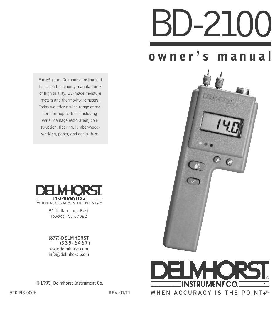 Delmhorst Instrument BD-2100 User Manual | 12 pages