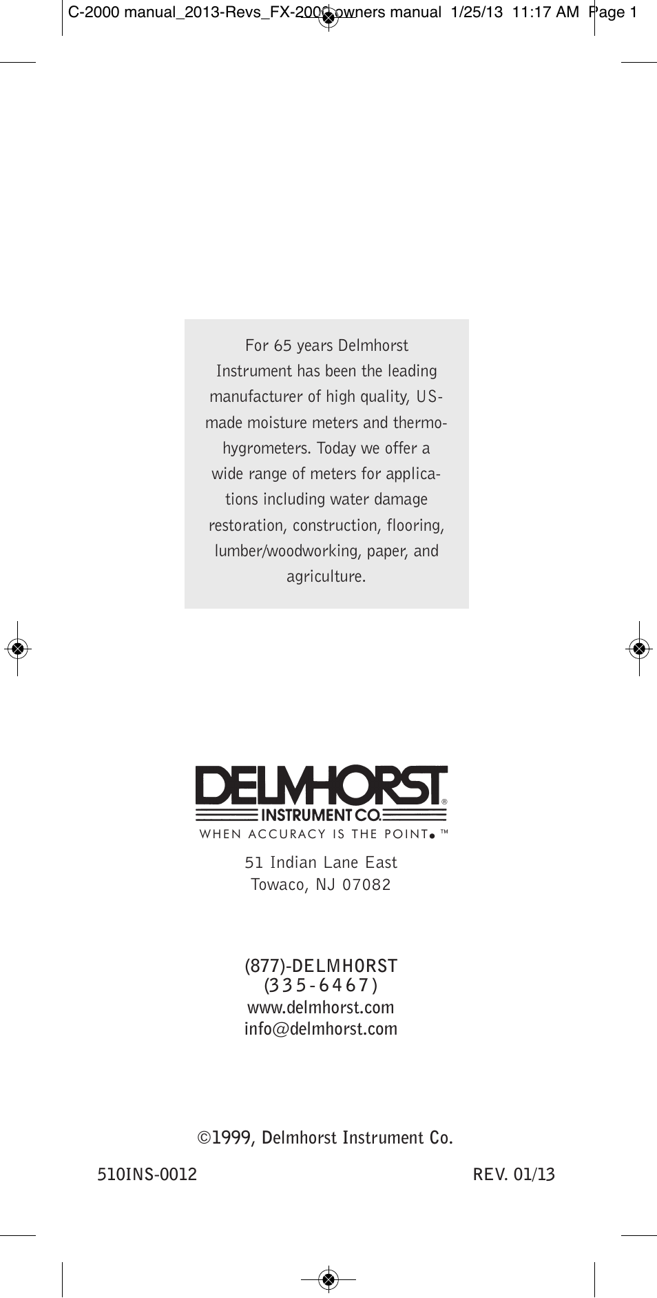 Delmhorst Instrument C-2000 User Manual | Page 16 / 16
