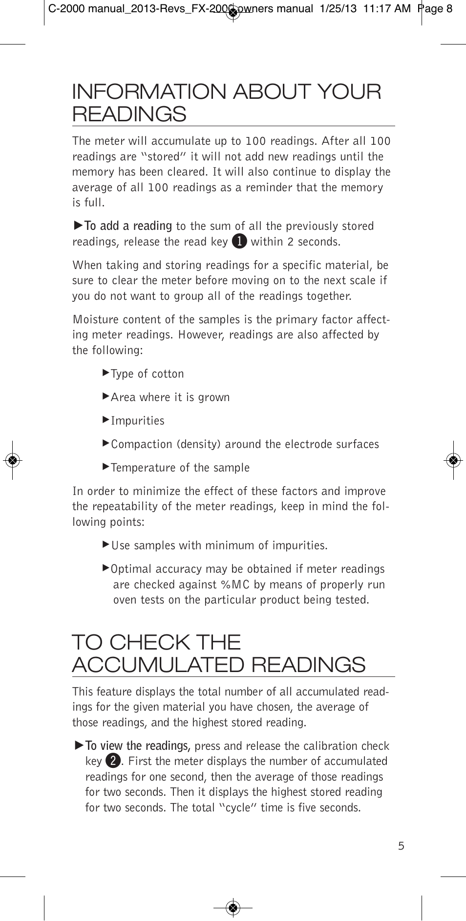 Information about your readings | Delmhorst Instrument C-2000 User Manual | Page 7 / 16