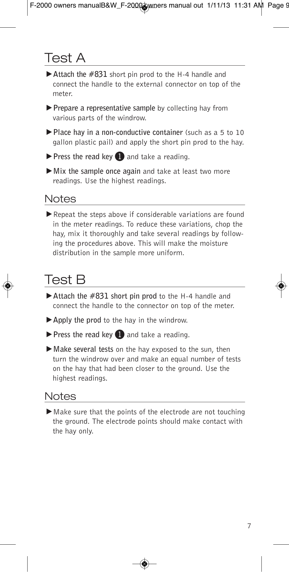 Test a, Test b | Delmhorst Instrument F-2000 User Manual | Page 9 / 16