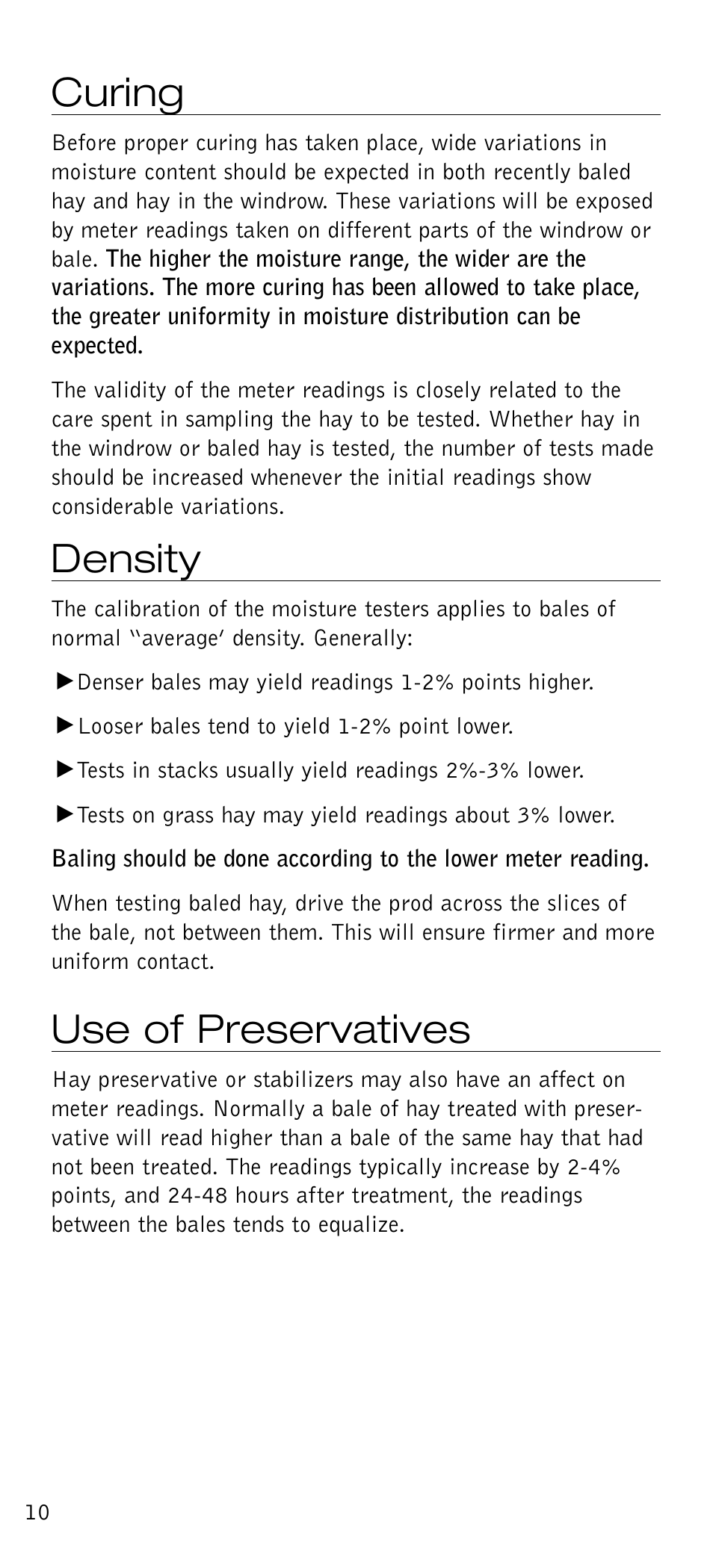 Curing, Density, Use of preservatives | Delmhorst Instrument FX-2000 User Manual | Page 12 / 20