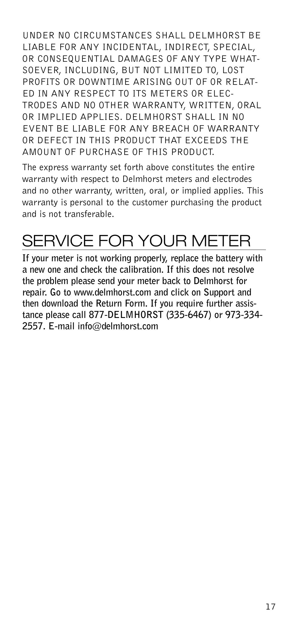 Service for your meter | Delmhorst Instrument FX-2000 User Manual | Page 19 / 20