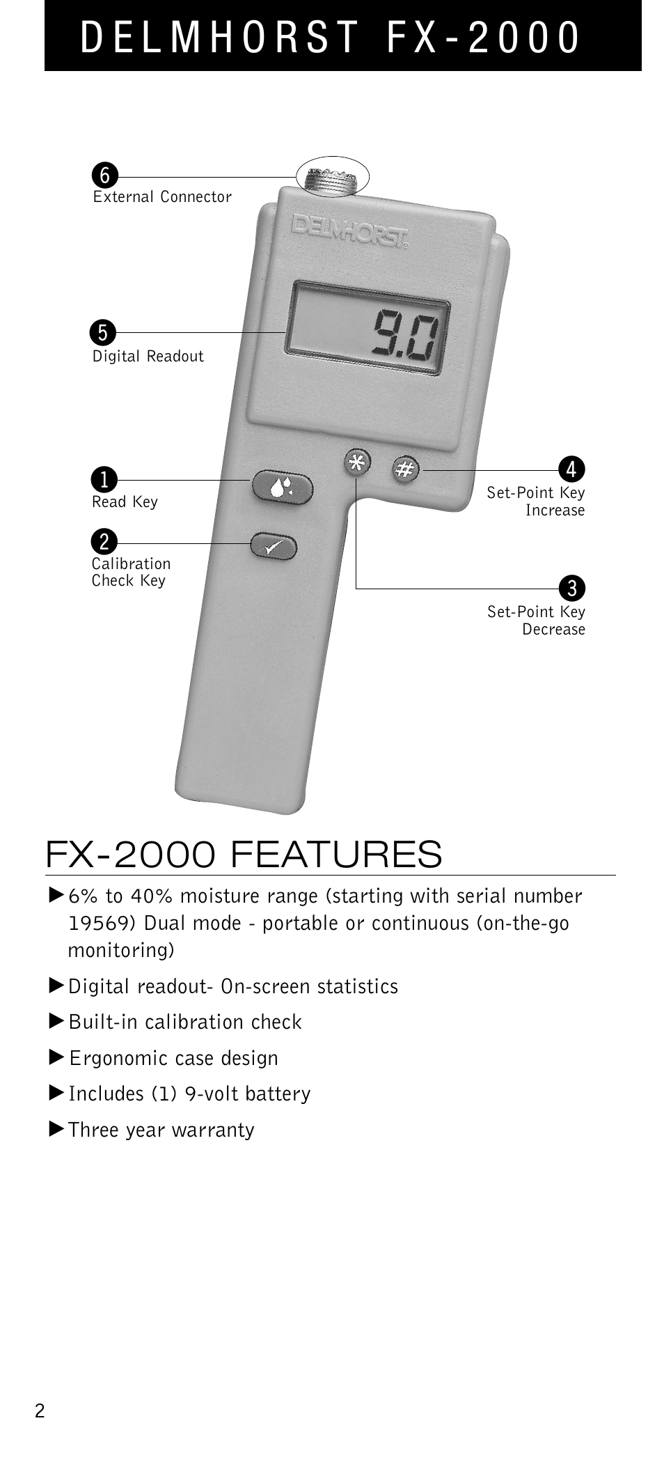 Fx-2000 features | Delmhorst Instrument FX-2000 User Manual | Page 4 / 20