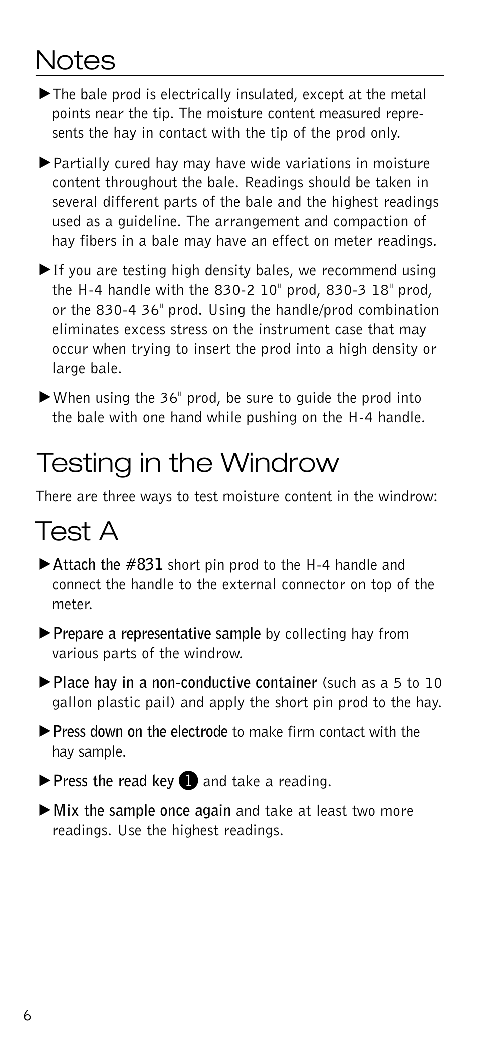 Testing in the windrow, Test a | Delmhorst Instrument FX-2000 User Manual | Page 8 / 20