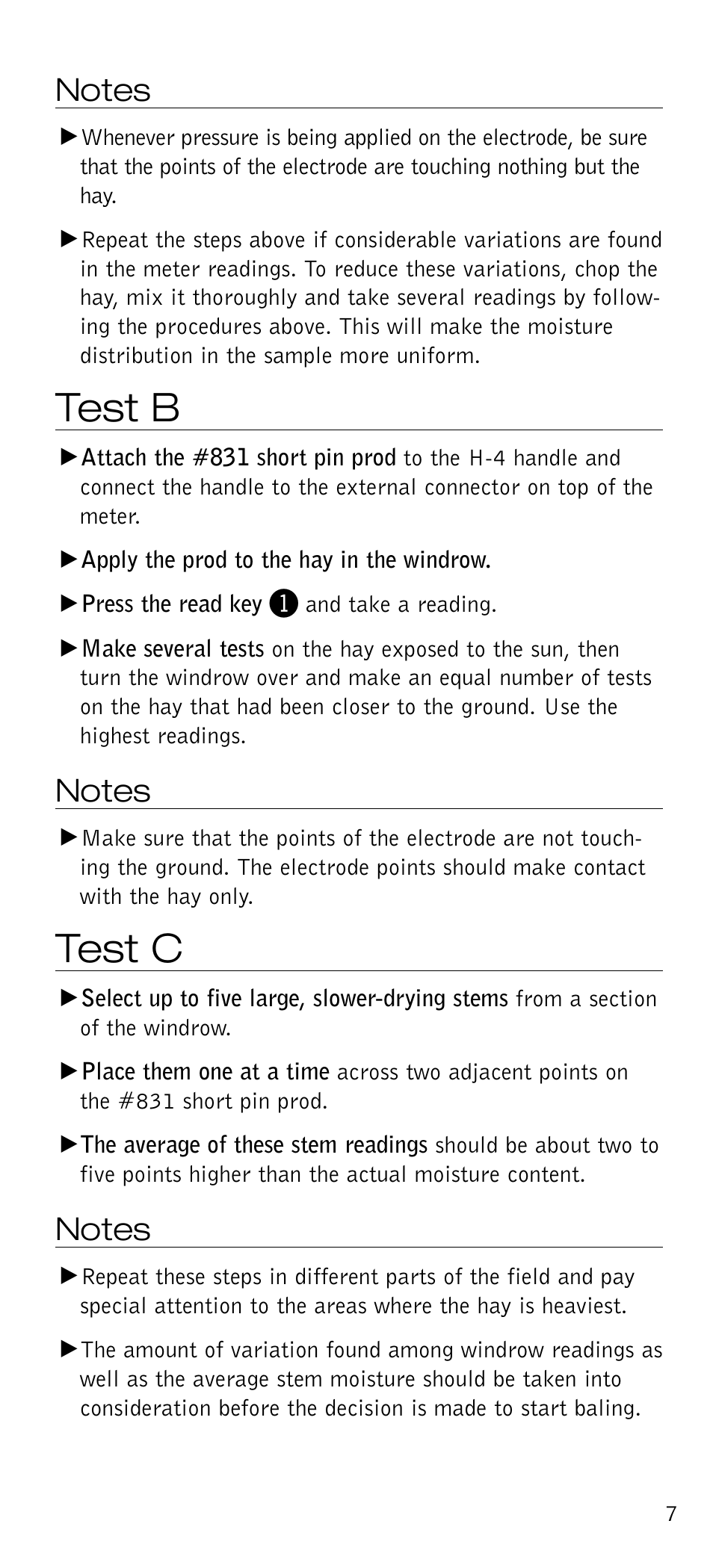 Test b, Test c | Delmhorst Instrument FX-2000 User Manual | Page 9 / 20