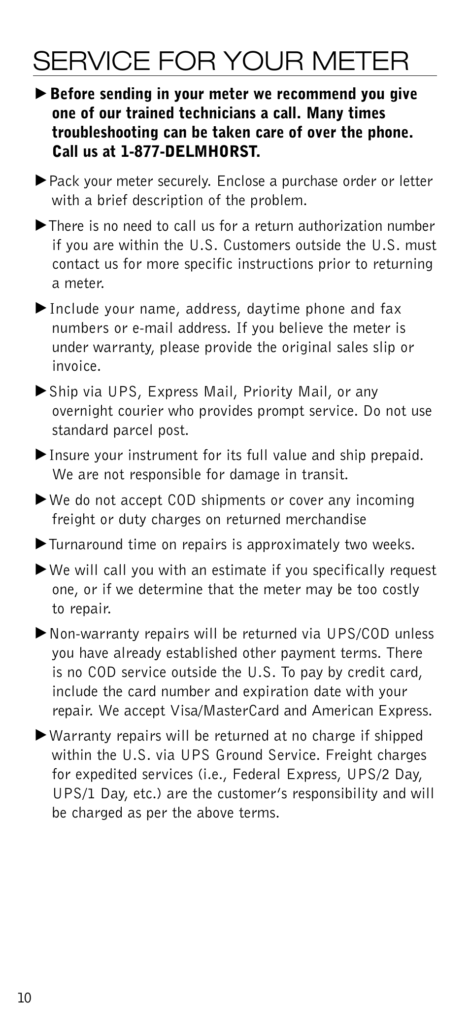 Service for your meter | Delmhorst Instrument J-2000 User Manual | Page 11 / 13