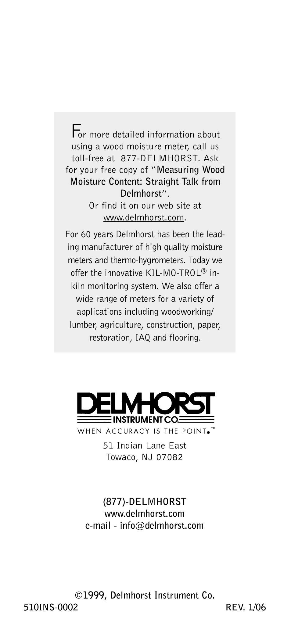 Delmhorst Instrument J-4 User Manual | Page 8 / 9
