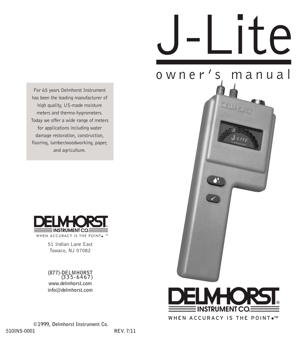 Delmhorst Instrument J-LITE User Manual | 11 pages