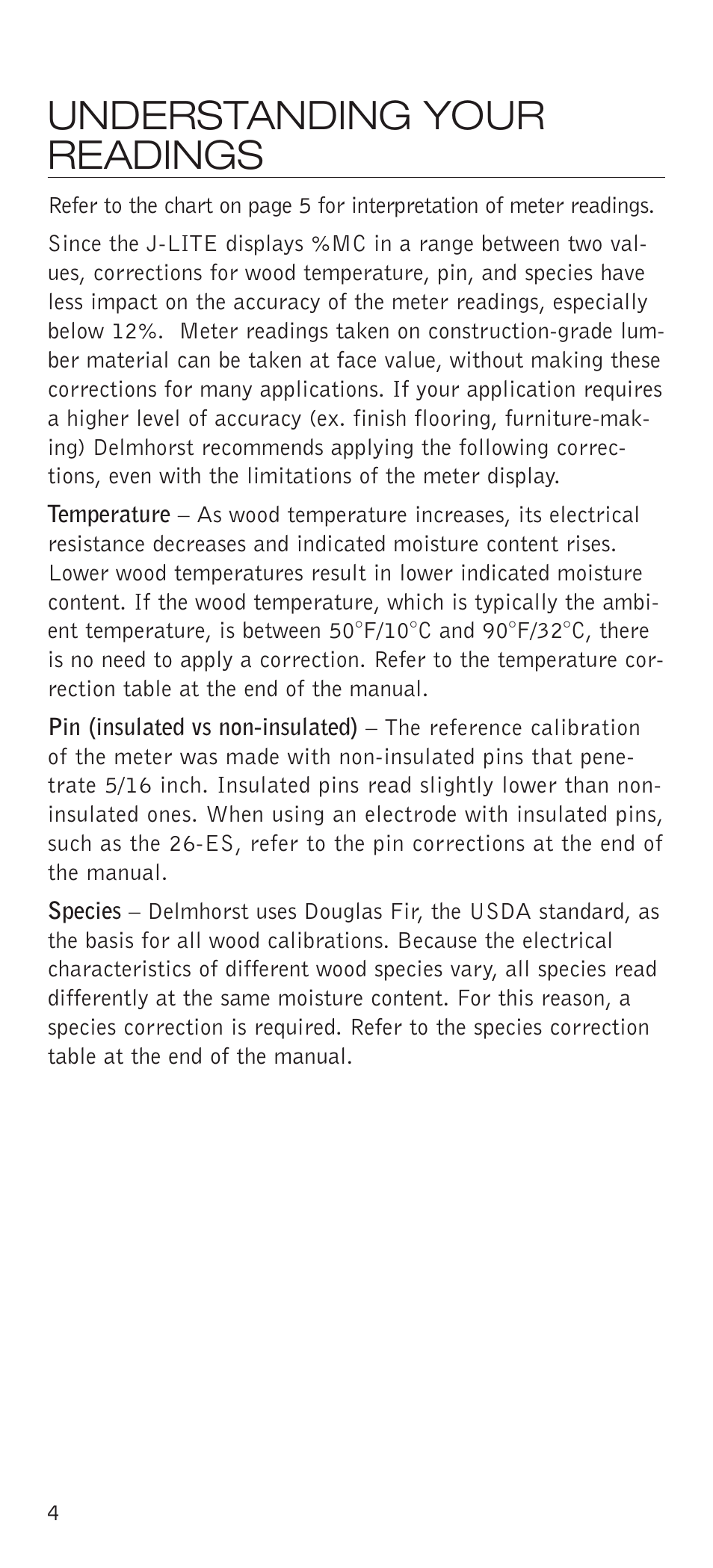 Understanding your readings | Delmhorst Instrument J-LITE User Manual | Page 7 / 11