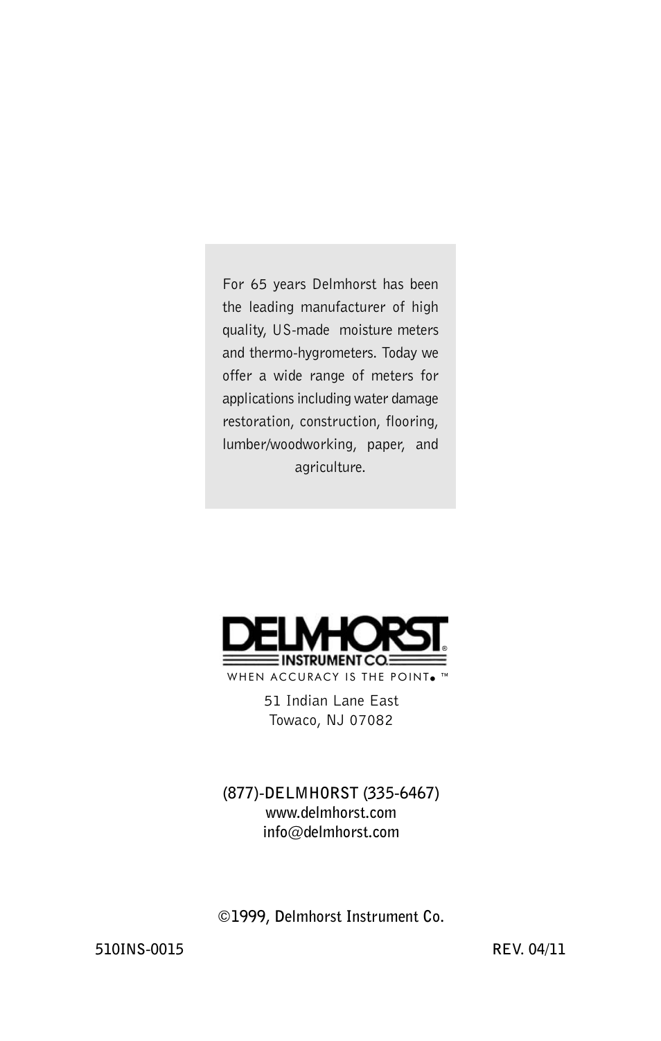Delmhorst Instrument KS-D1 User Manual | Page 16 / 16
