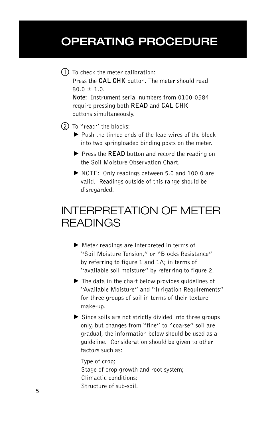 Operating procedure, Interpretation of meter readings | Delmhorst Instrument KS-D1 User Manual | Page 6 / 16