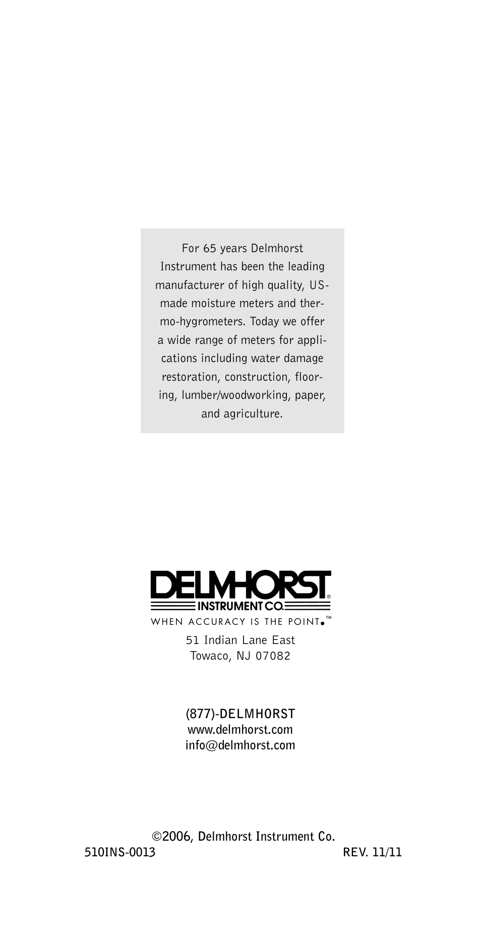 Delmhorst Instrument P-2000 User Manual | Page 15 / 15