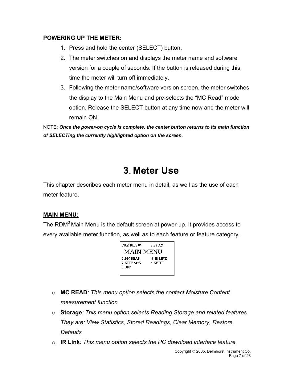 Meter use | Delmhorst Instrument RDM-3P User Manual | Page 10 / 31